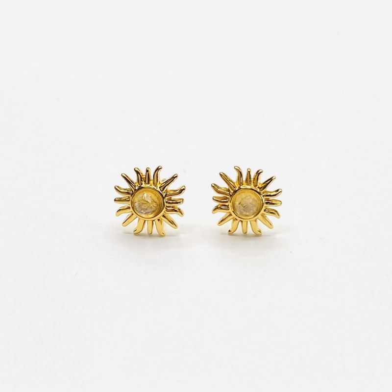 Sun ray moonstone earrings