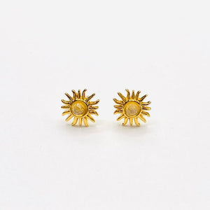Sun ray moonstone earrings