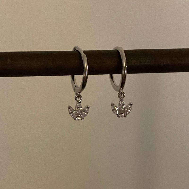 Dangle lotus hoop earrings,