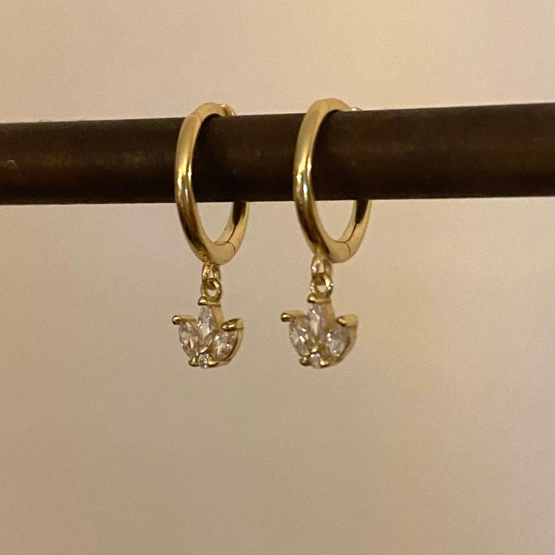 Dangle lotus hoop earrings,