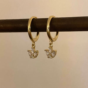Dangle lotus hoop earrings,