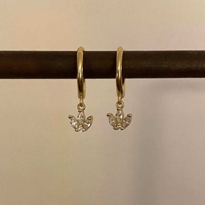 Dangle lotus hoop earrings,