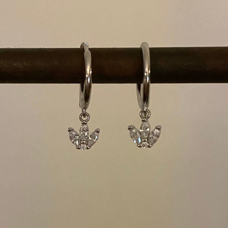Dangle lotus hoop earrings,