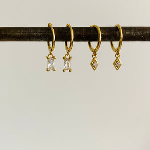 Dangle rectangular hoop earrings
