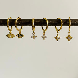 Evil eye charm hoop earrings