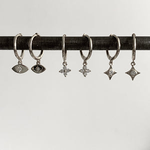 Evil eye charm hoop earrings