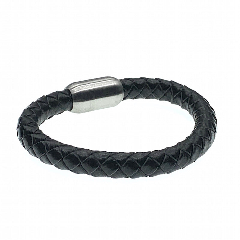Brixton black unisex braided leather bracelet