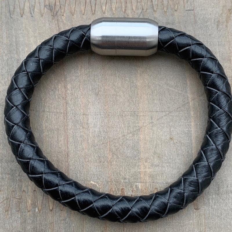 Brixton black unisex braided leather bracelet