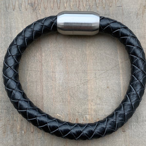 Brixton black unisex braided leather bracelet