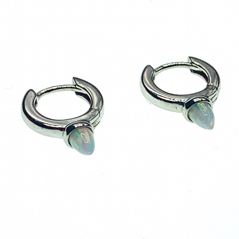 Bullet opal hoop earrings