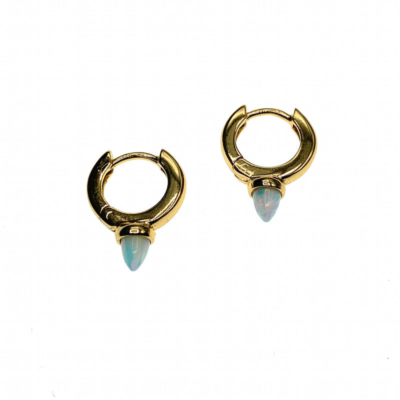Bullet opal hoop earrings