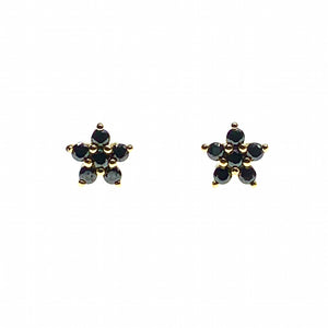 Flower black crystal stud earring