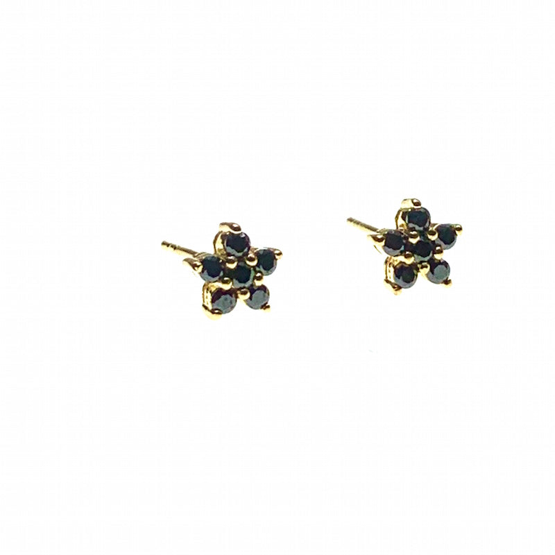 Flower black crystal stud earring
