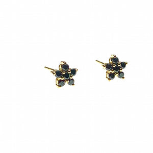 Flower black crystal stud earring
