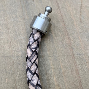 Hoxton Light unisex leather and stainless steel stone bracelet