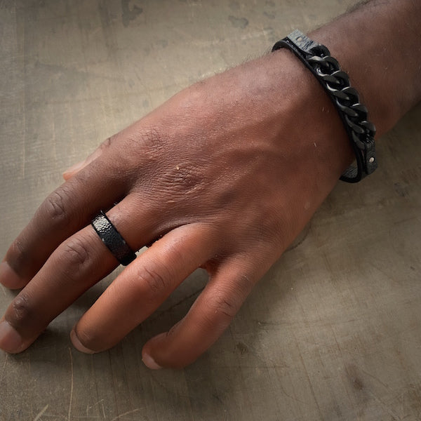 Kensington black leather bracelet