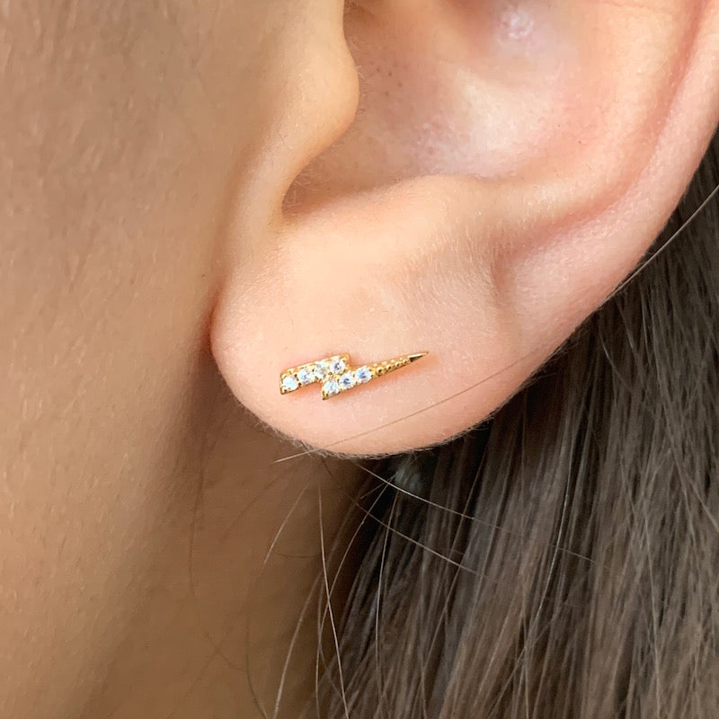 Lightning bolt ear stud earrings
