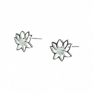 Lotus stone stud earrings
