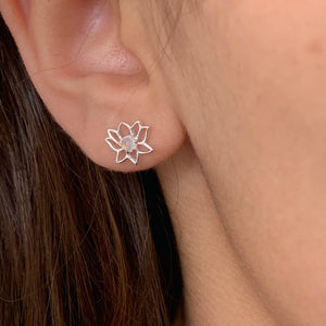 Lotus stone stud earrings
