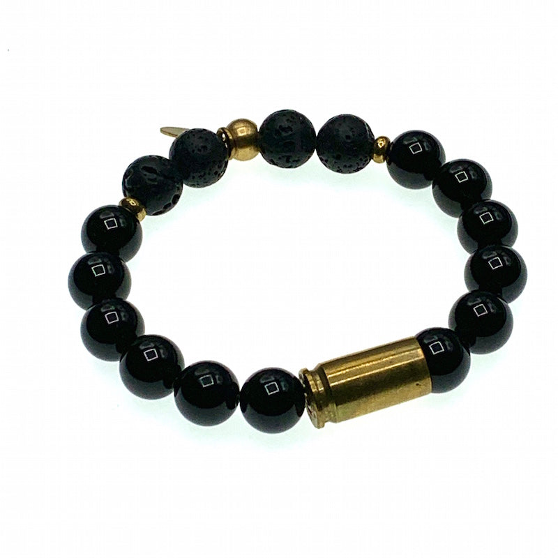Onyx bullet casing bracelet