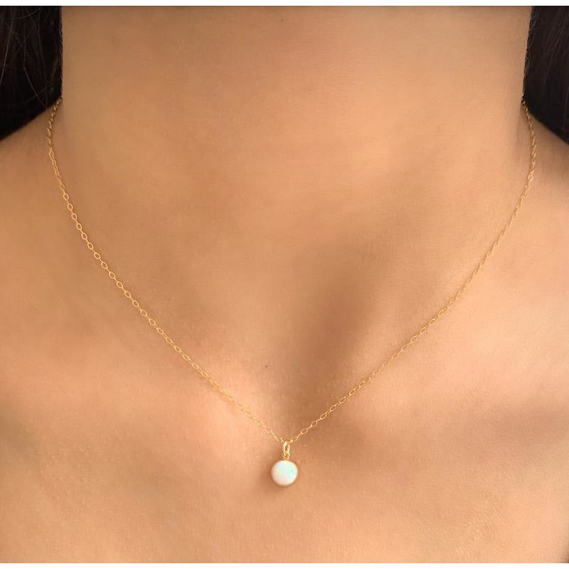 Opal bezel necklace