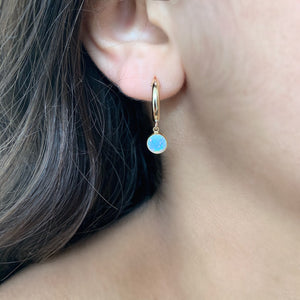 Opal hoop charm earrings