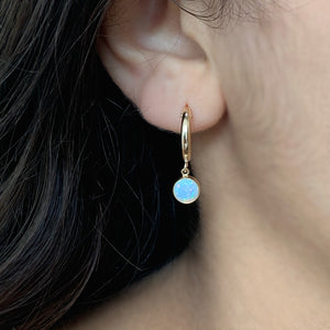 Opal hoop charm earrings