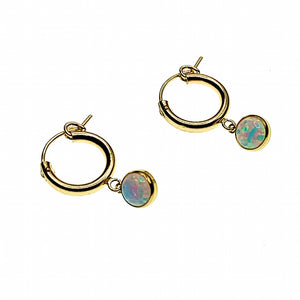 Opal hoop charm earrings