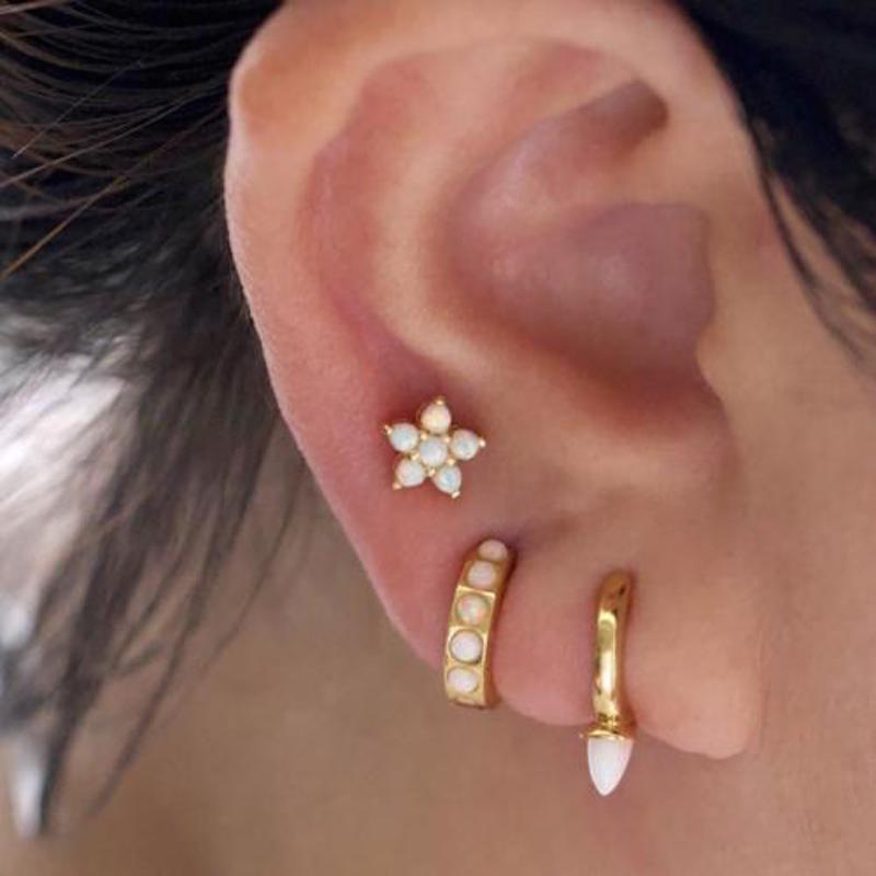 Opal huggies earrings