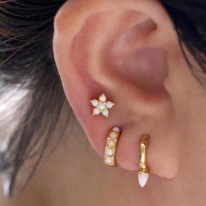 Opal huggies earrings