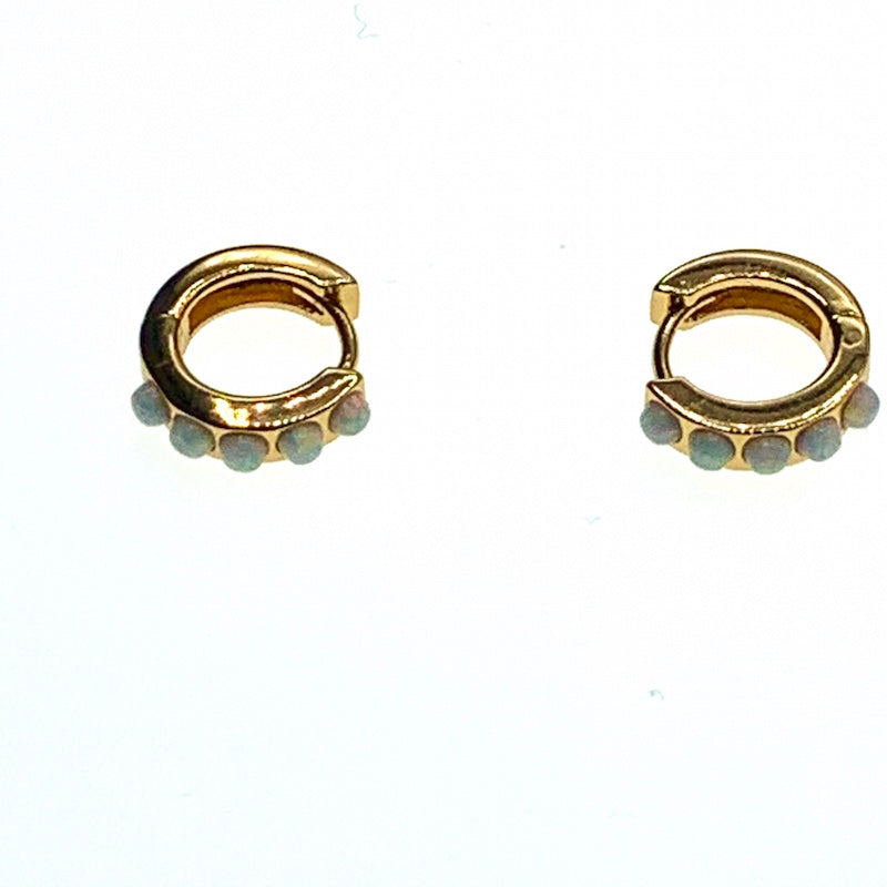 Opal huggies earrings
