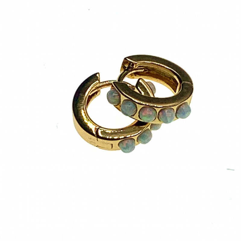 Opal huggies earrings