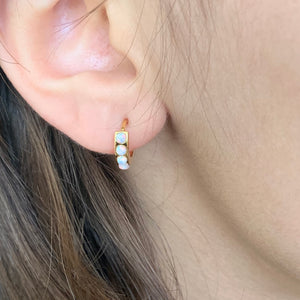 Opal huggies earrings