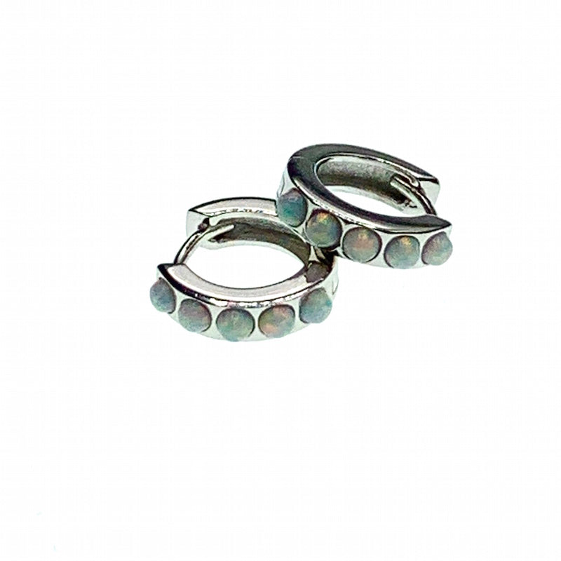 Opal huggies earrings