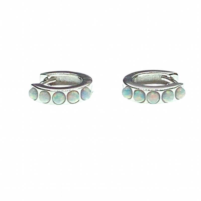Opal huggies earrings