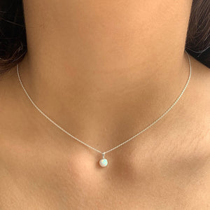Opal silver necklace