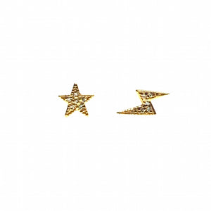 Star lightning ear stud earrings
