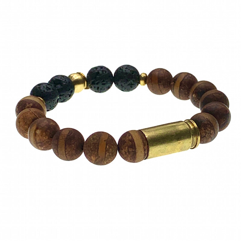 Tibetan Agate bullet casing bracelet