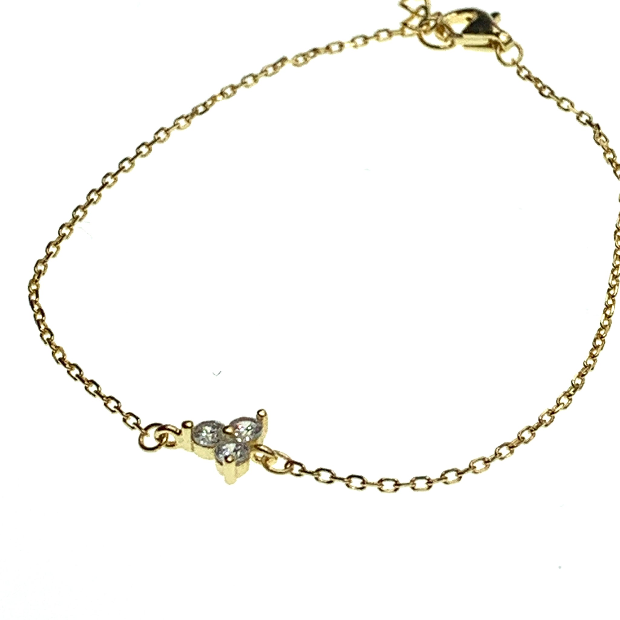 Gold-plated silver or silver lotus bracelet with cubic zirconia