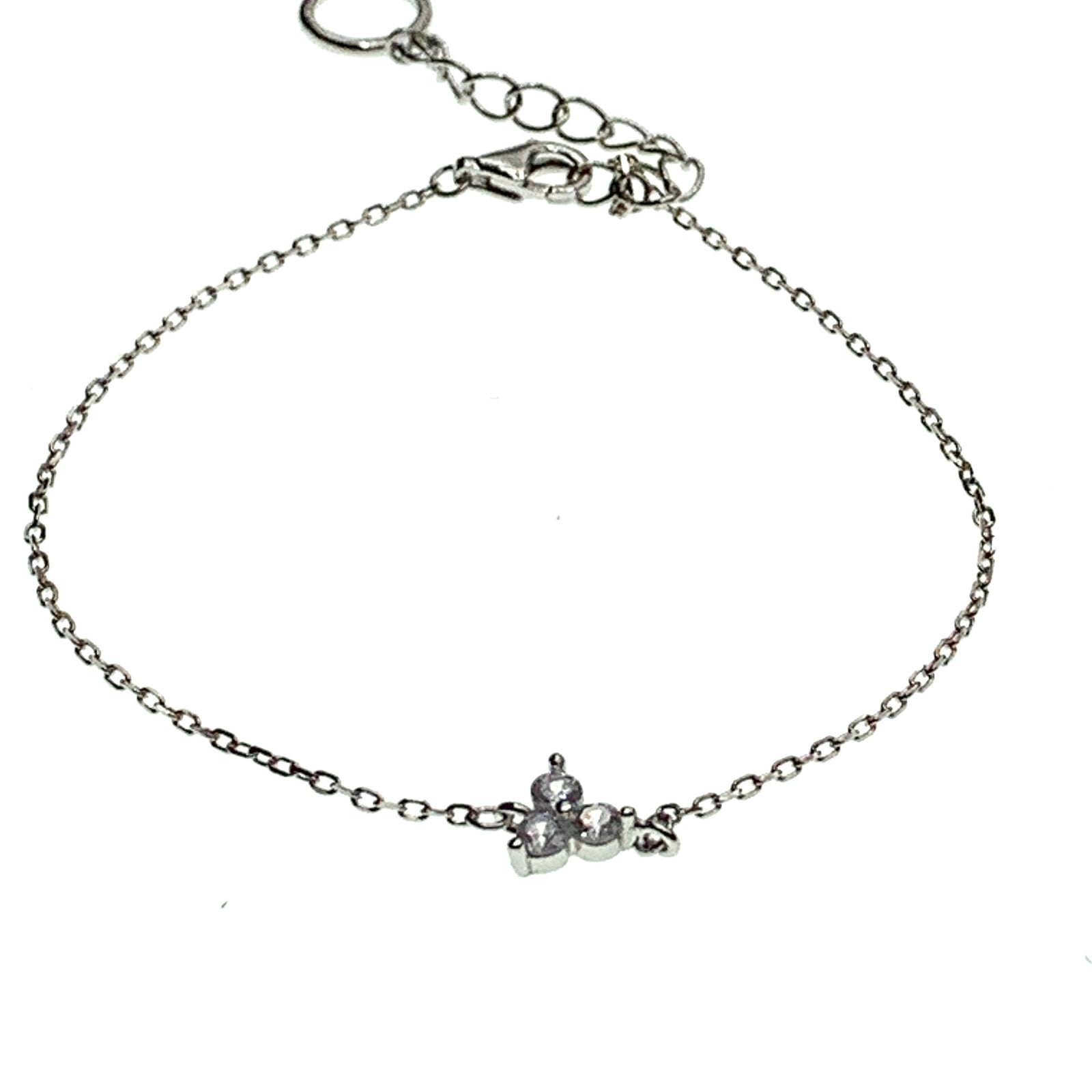 Gold-plated silver or silver lotus bracelet with cubic zirconia