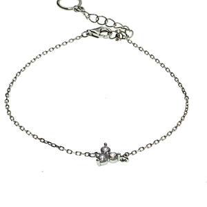 Gold-plated silver or silver lotus bracelet with cubic zirconia