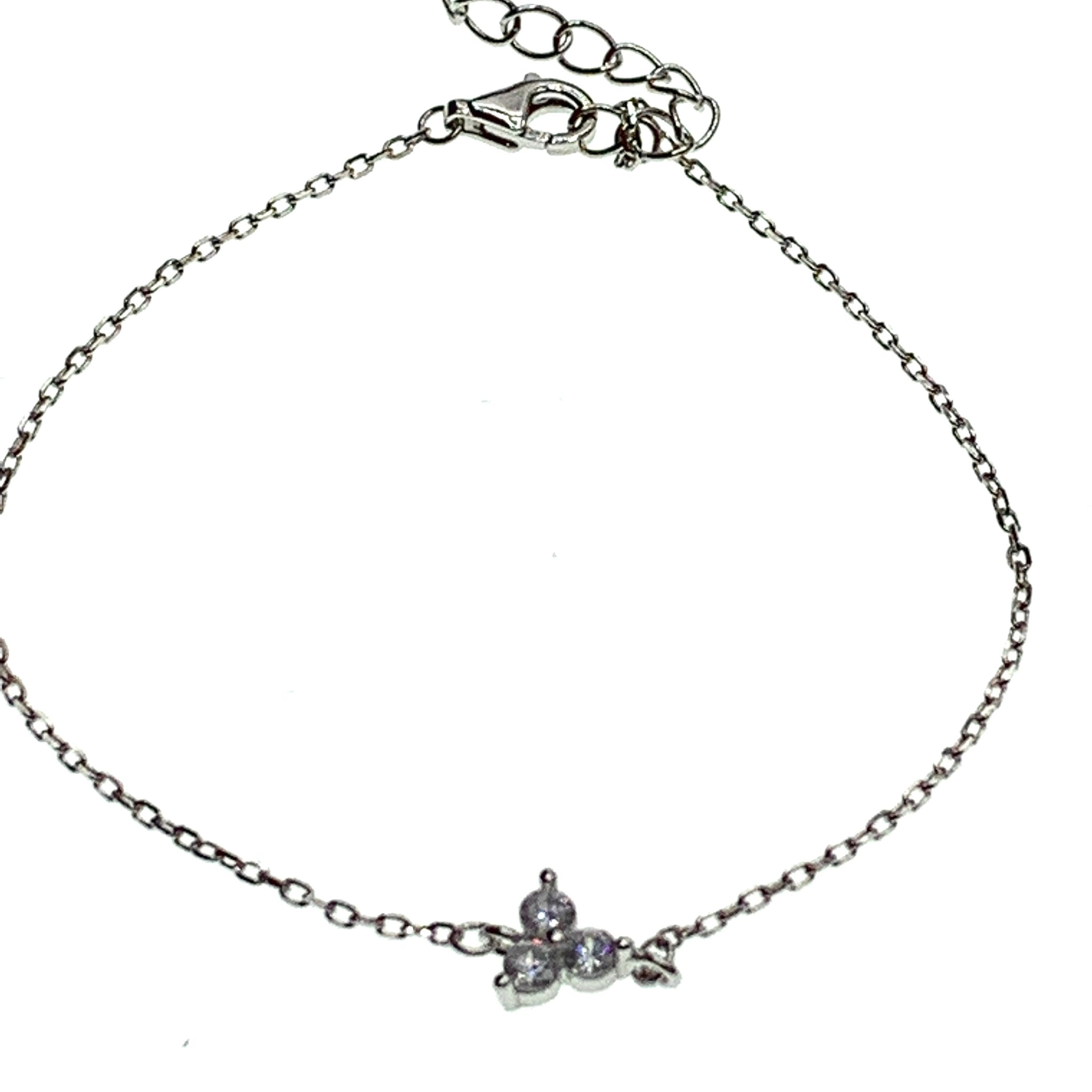 Gold-plated silver or silver lotus bracelet with cubic zirconia