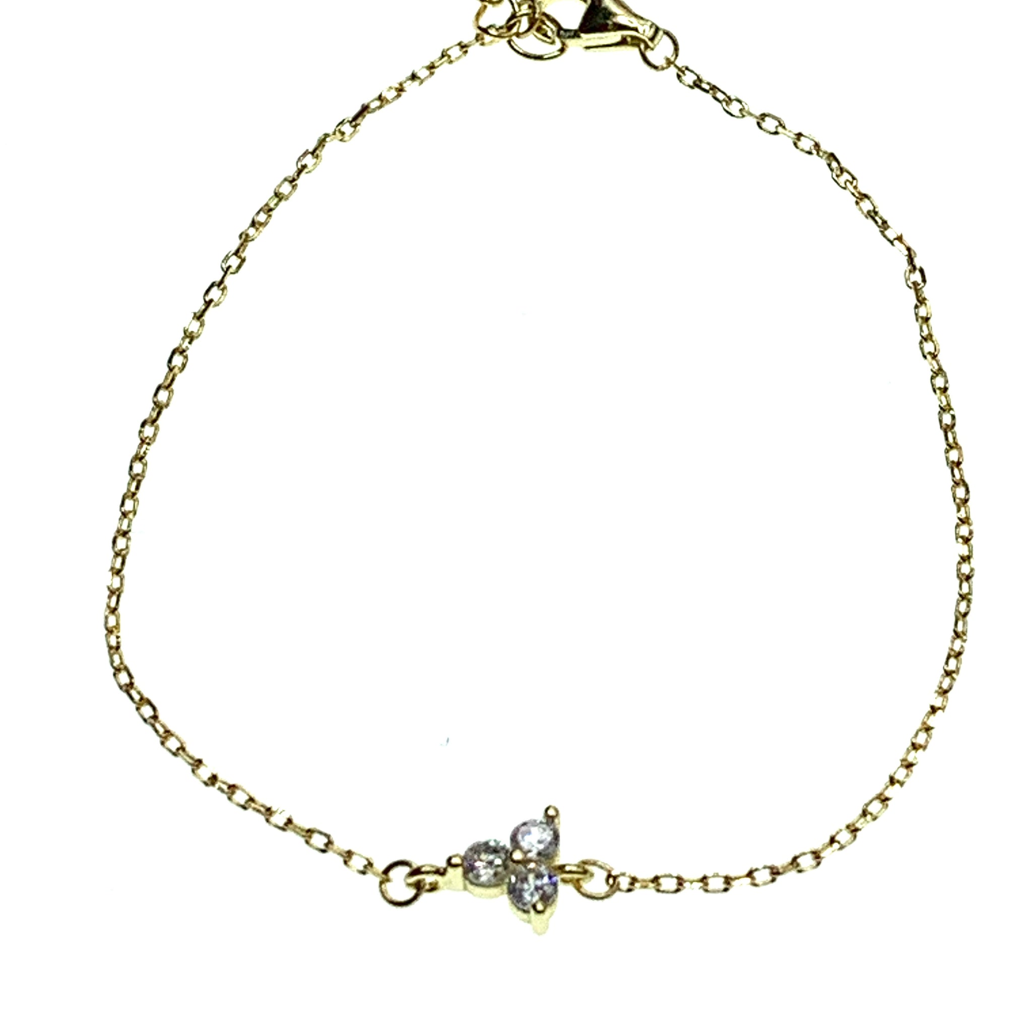 Gold-plated silver or silver lotus bracelet with cubic zirconia