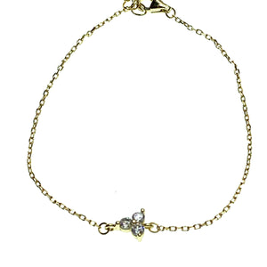 Gold-plated silver or silver lotus bracelet with cubic zirconia