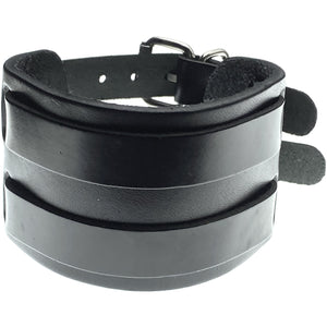 Dalston black wide leather buckle bracelet