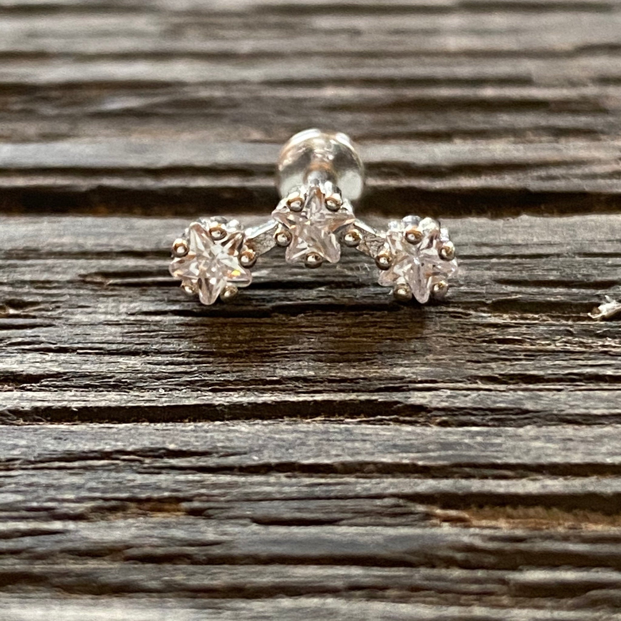 Three star cartilage barbell