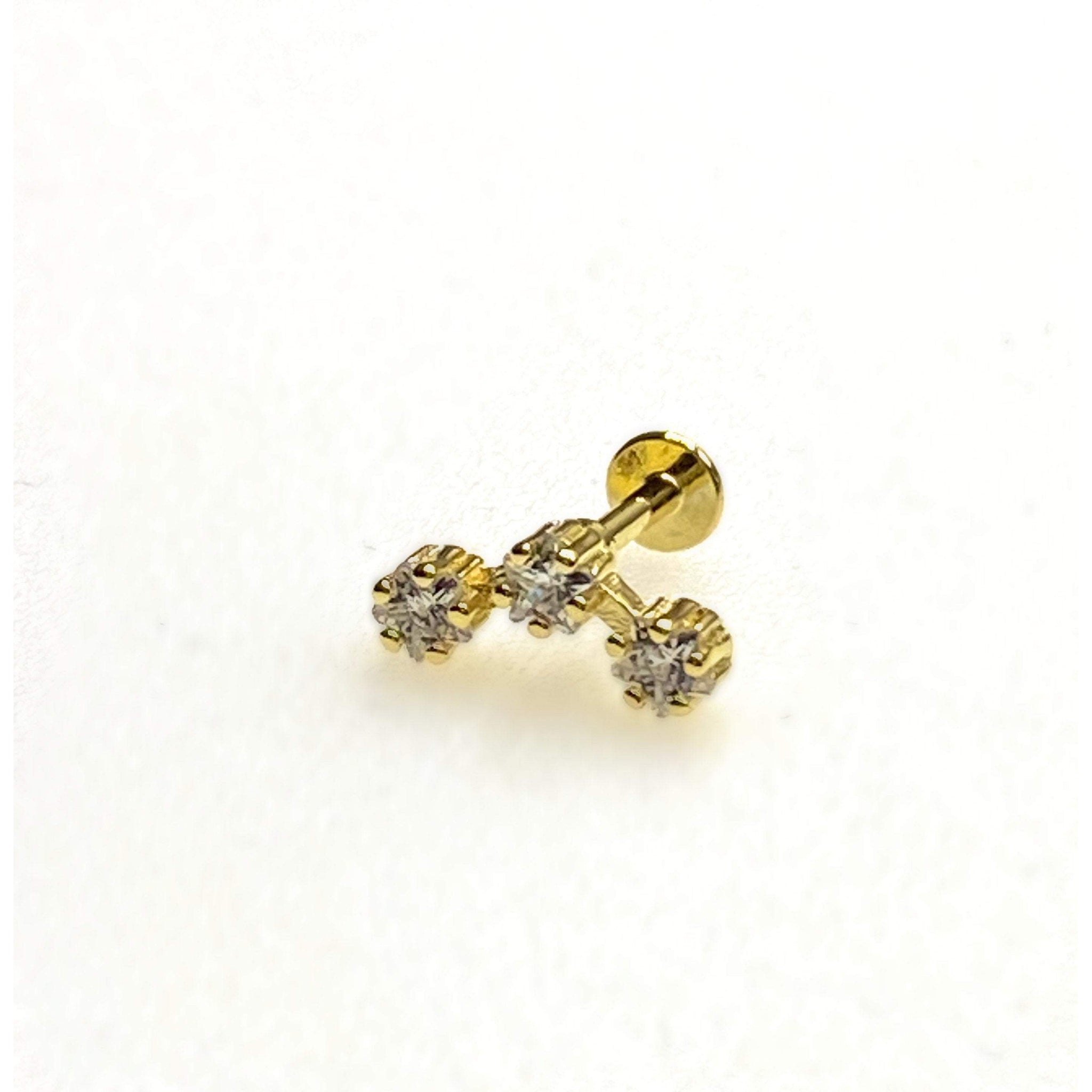 Three star cartilage barbell