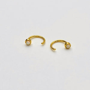 Opal huggie earring