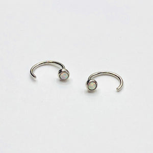 Opal huggie earring