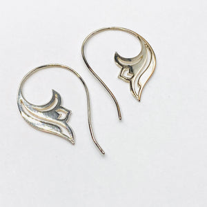 Lotus silver hook earrings